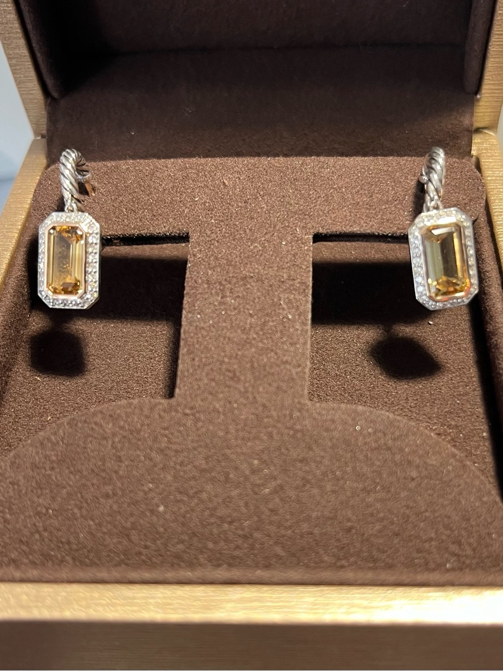 David Yurman Citrine Novella Cable Drop Earrings